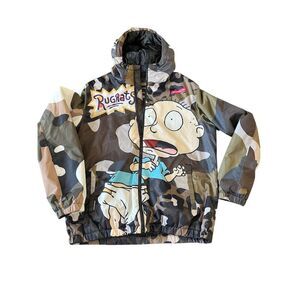 Nickelodeon Rugrats Camo Puffer Jacket Men's L Hooded Multicolor